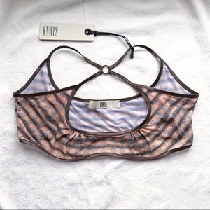 SOLD Charlotte Knowles / KNWLS Nulle Crossover Front Bralette FW21 Ink Check bra